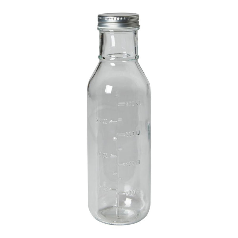 Glasflasche mit Metalldeckel Ø8,2x28 cm klar