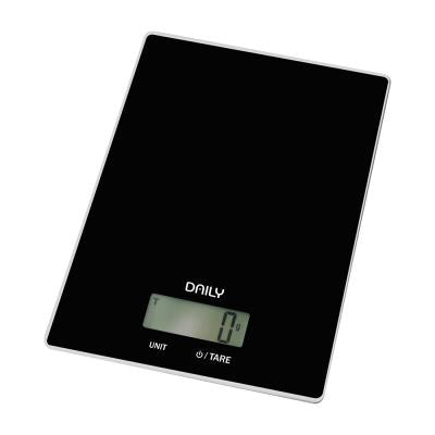 Daily køkkenvægt sort glas 6 kg. 1 grams interval 14,5×20×1,4 cm