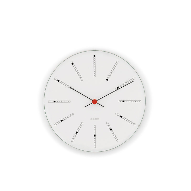 Arne Jacobsen - Bankers Vægur Ø16 cm hvid/sort/rød