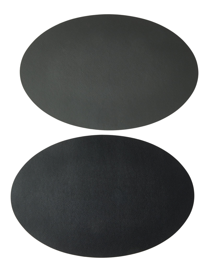 Dækkeserviet - Curve PU soft 41x33 cm mørk - Grå/sort vendbar