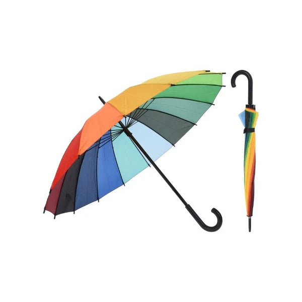 Paraply - Ø 98 cm regnbuefarvet