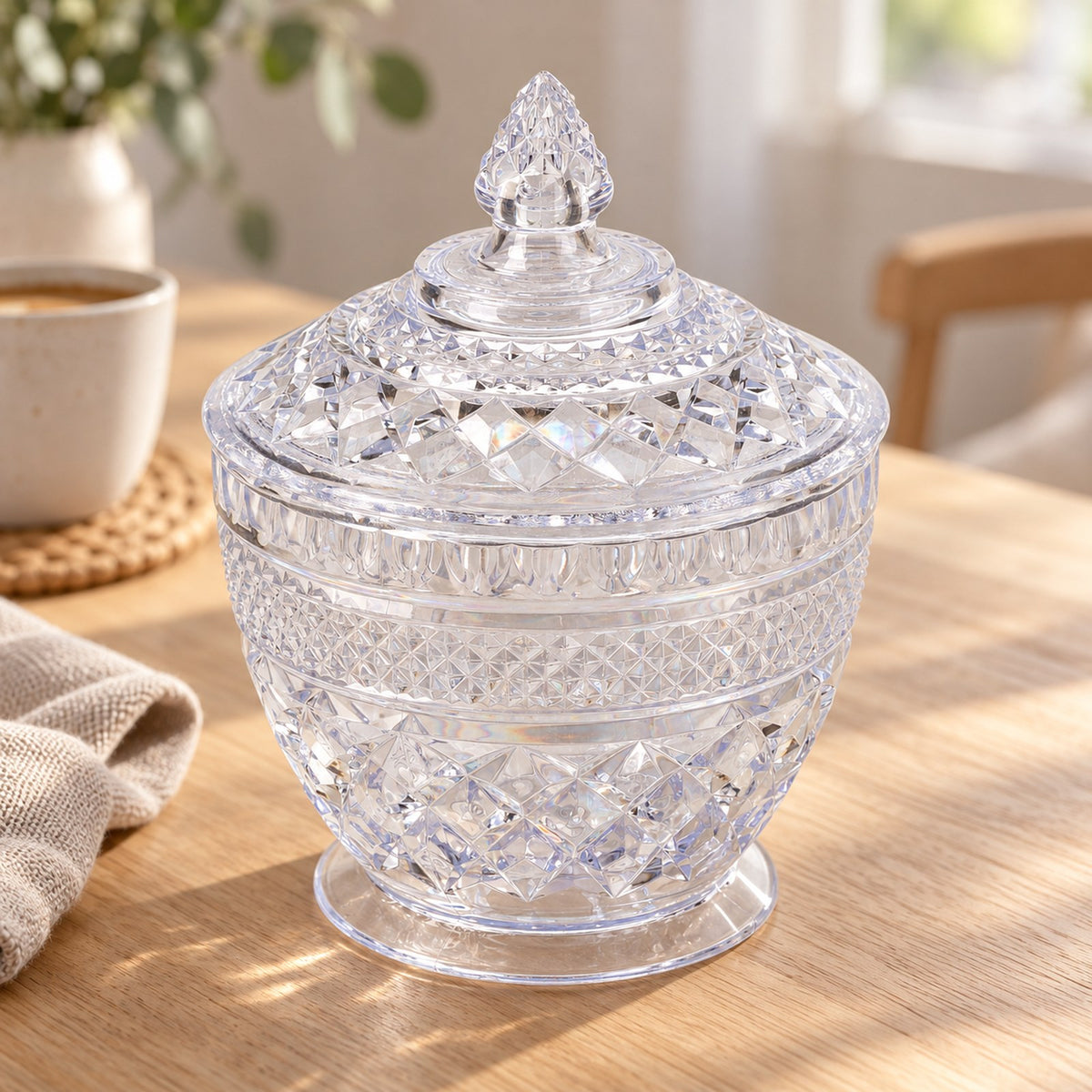 Bonbonniere plast på bordet i nordisk stil