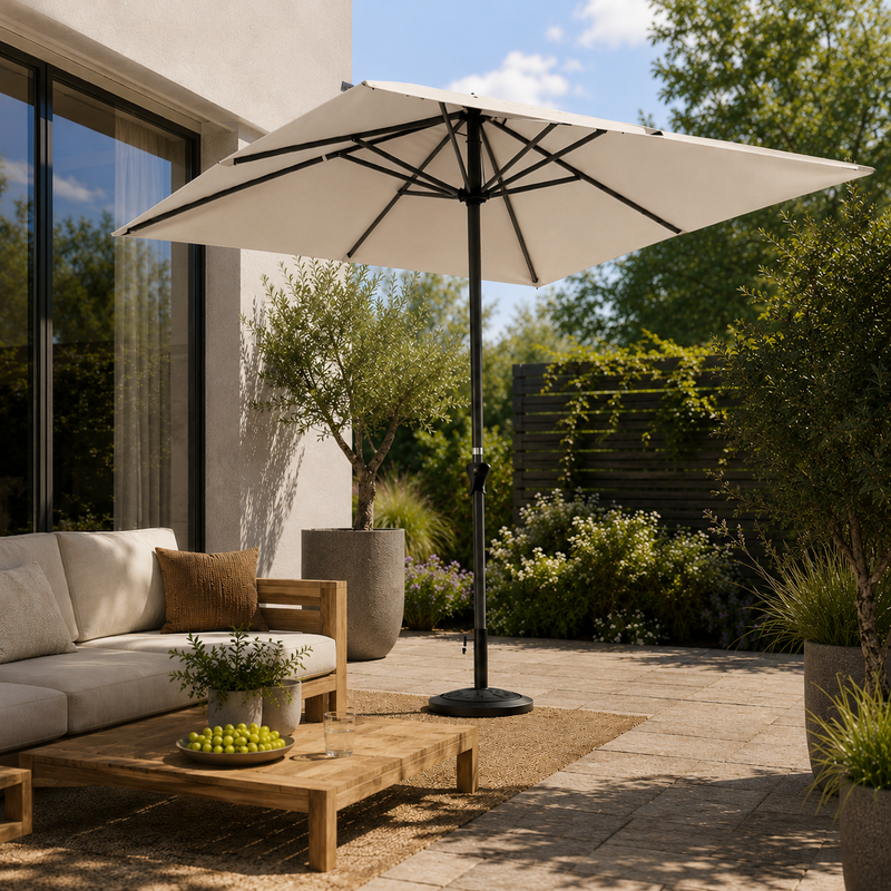 Girona parasol alu 3x3 m med hejs natur