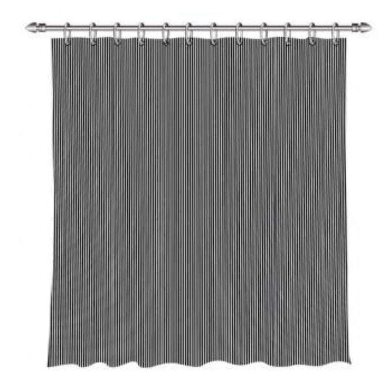 Badeforhæng inkl. ringe 180x200 cm stribet sort