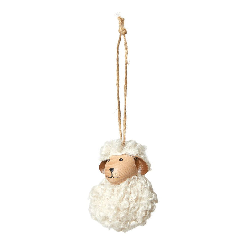 Får med fluffy pels hænge H7 cm - hvid