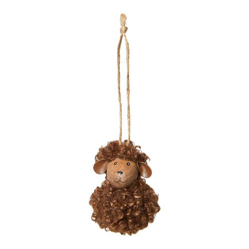Får med fluffy pels hænge H7 cm - brun