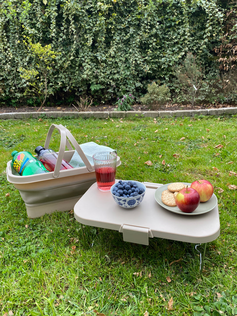 Picnickurv med låg foldbar 45x28,5x23,5 cm plast sand