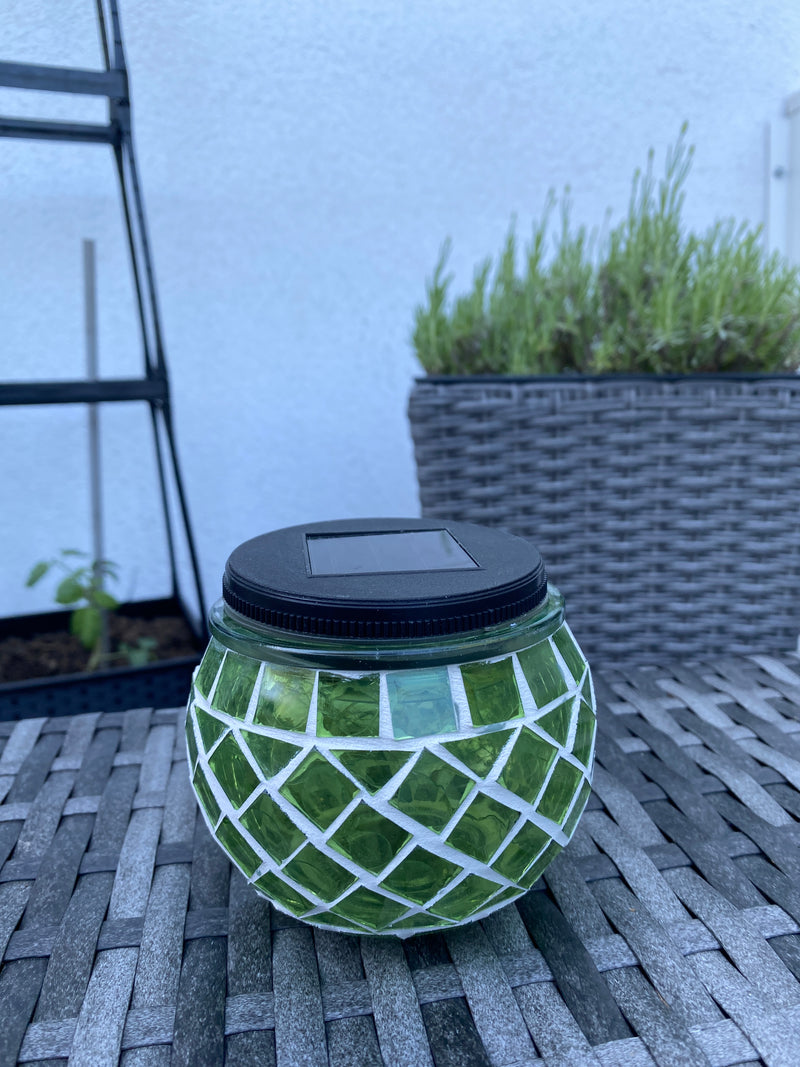 Solar bordlys mosaik Ø10xH9 cm grøn