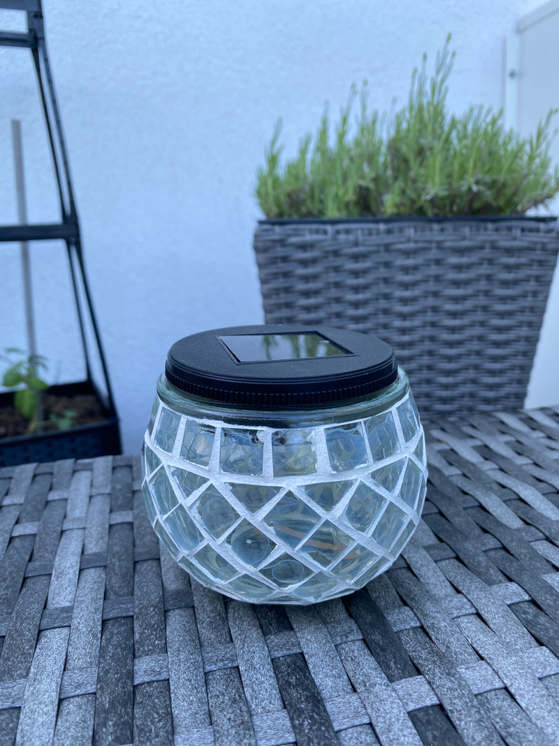 Solar bordlys mosaik Ø10xH9 cm klar