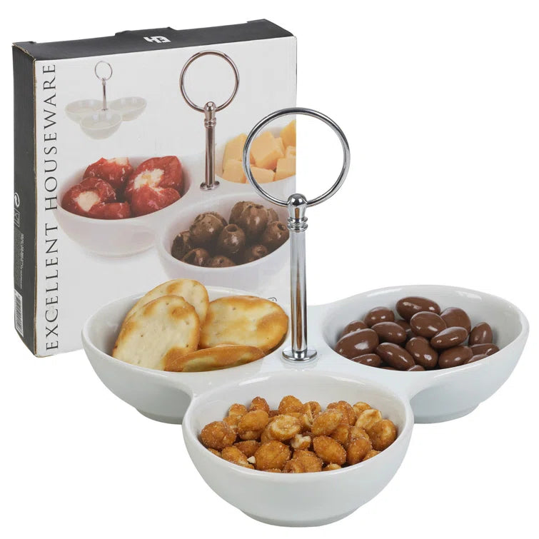 Serveringsskåle med håndtag - i hvid porcelæn