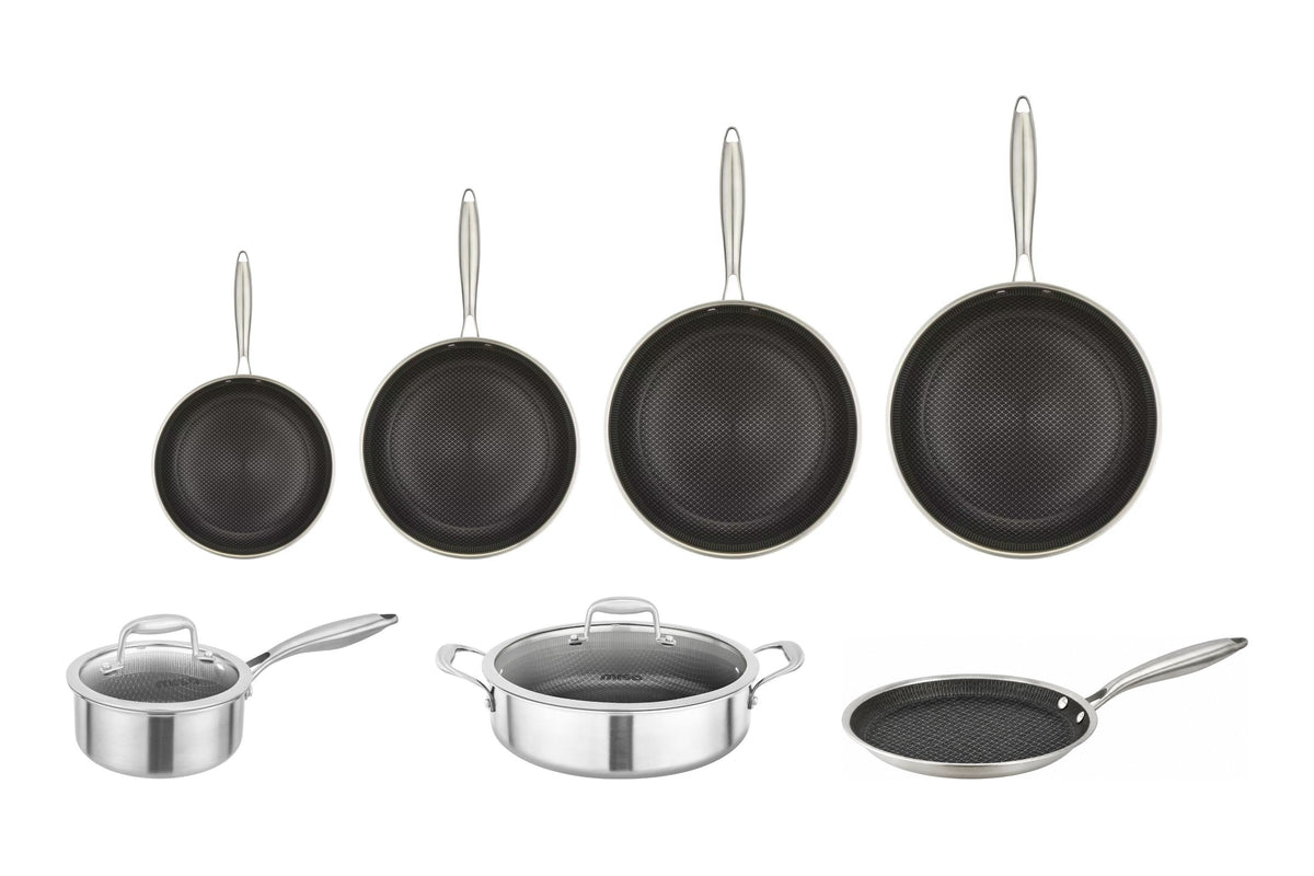 Miso hybrid gryde- og pandesæt 7 dele: 4 stegepander, kasserolle, sautergryde og pandekagepande