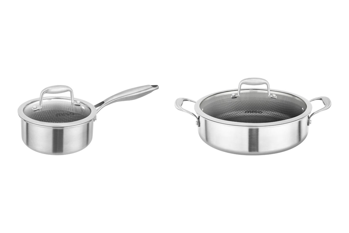 Miso hybrid grydesæt 2 dele: kasserolle 1,6 l og sautergryde 28 cm med glaslåg